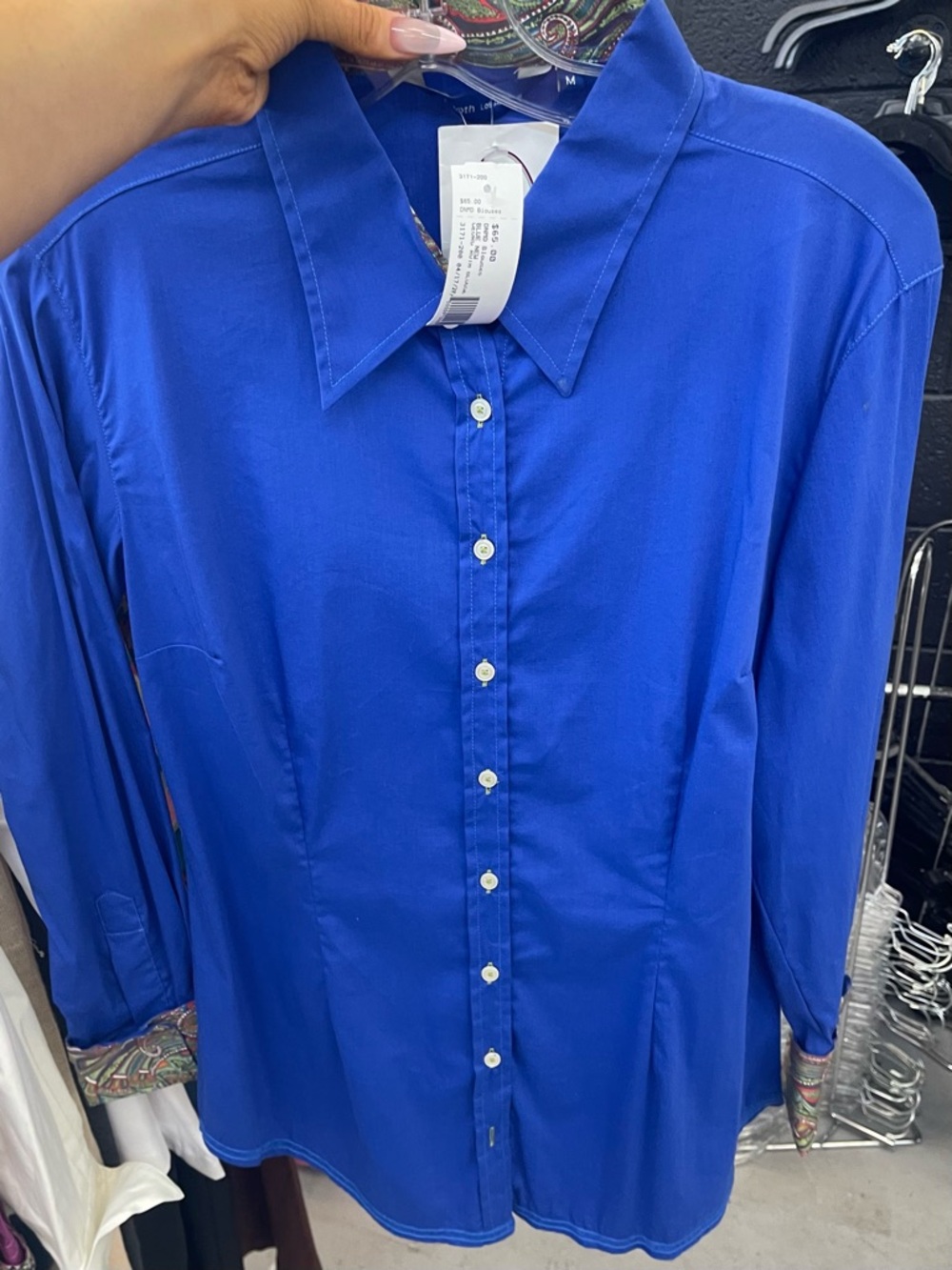 Women’s Tailored Button-Up Blouse in Royal Blue